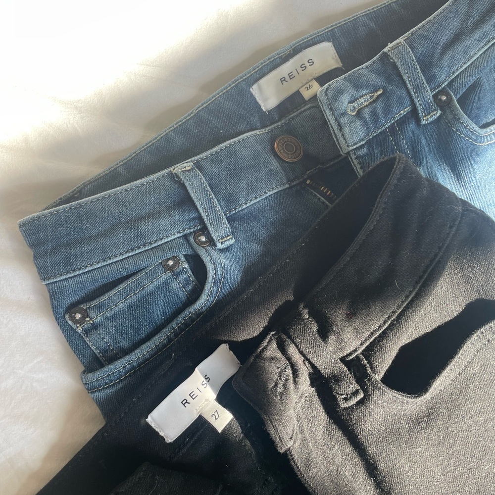 Reiss Women's Blue and Black slim fit / skinny Jeans - bundle. Size 26 & 27
